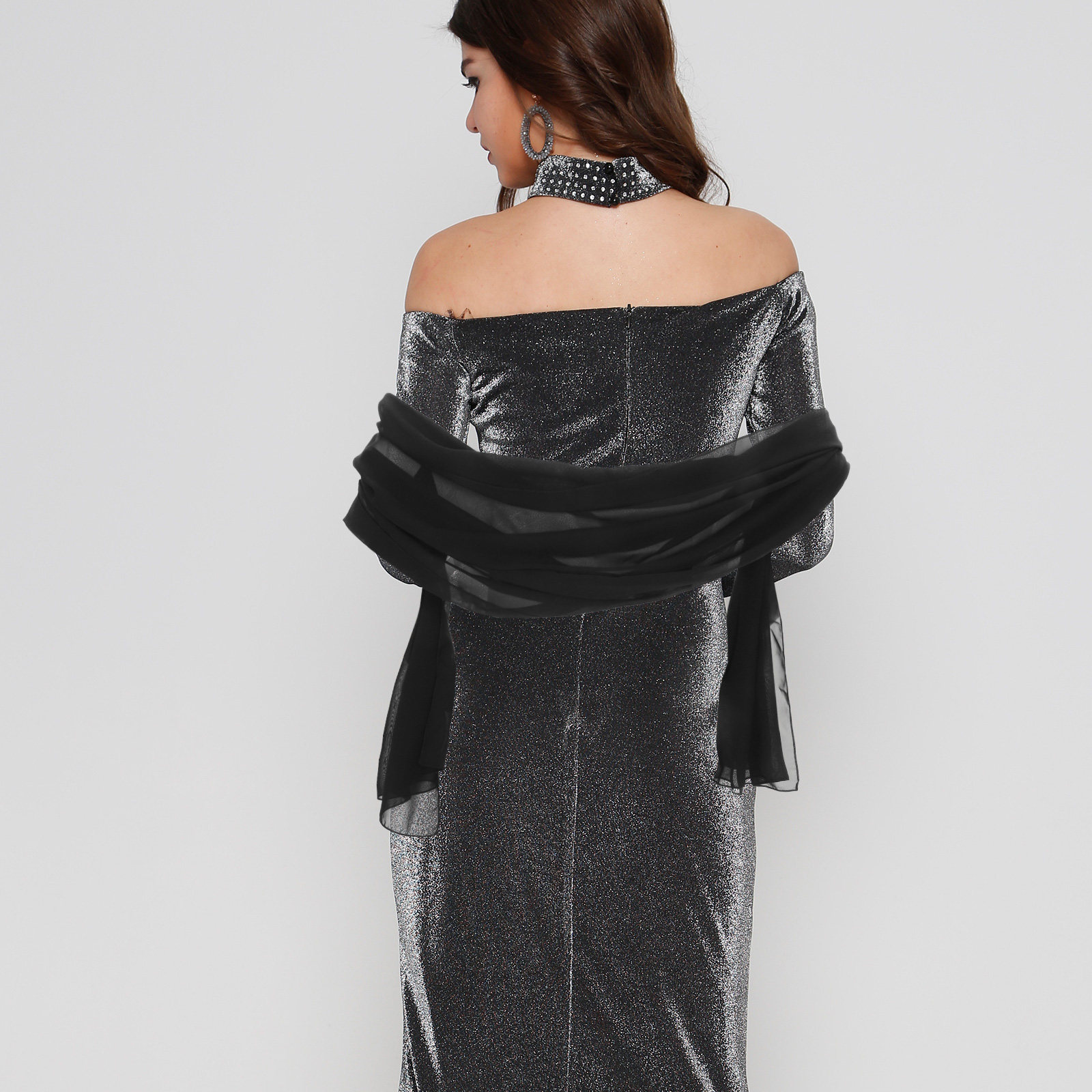 Stole Wedding Shawl - 200X70Cm Chiffon Shawl For Women Lightweight