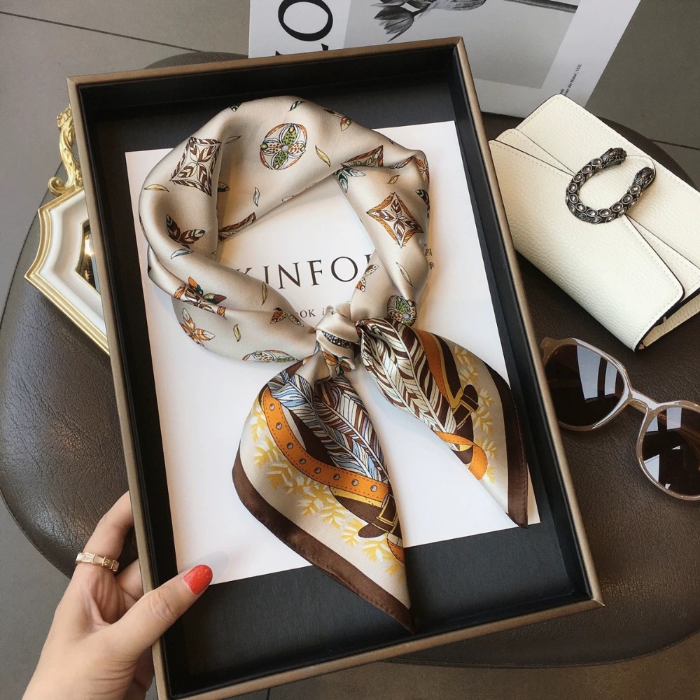 Scarf Silk Square - Fashion Satin Square Scarf for Women