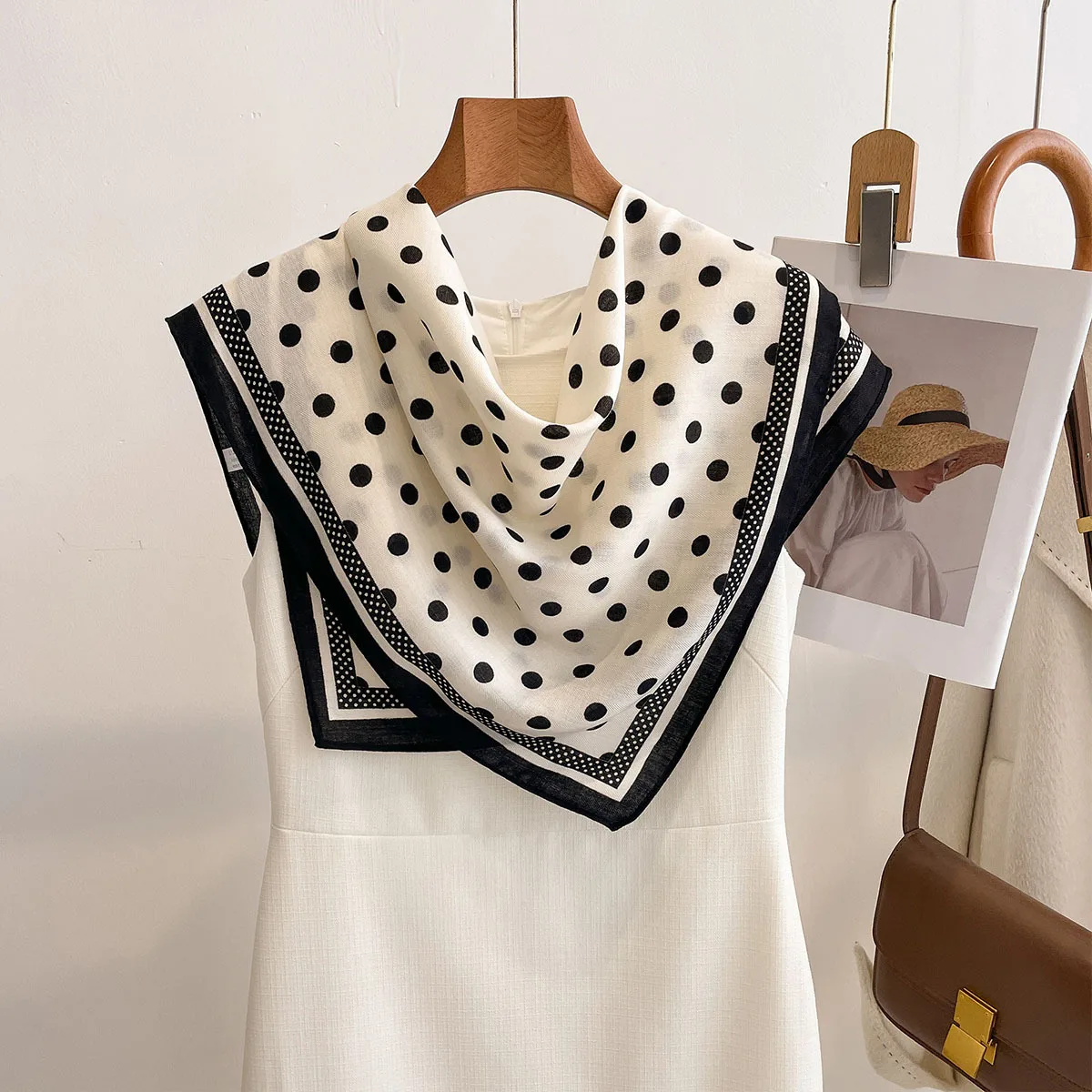 Luxury Polka Dot Printed Squar - Scarf Silk Square ulasan dan harga