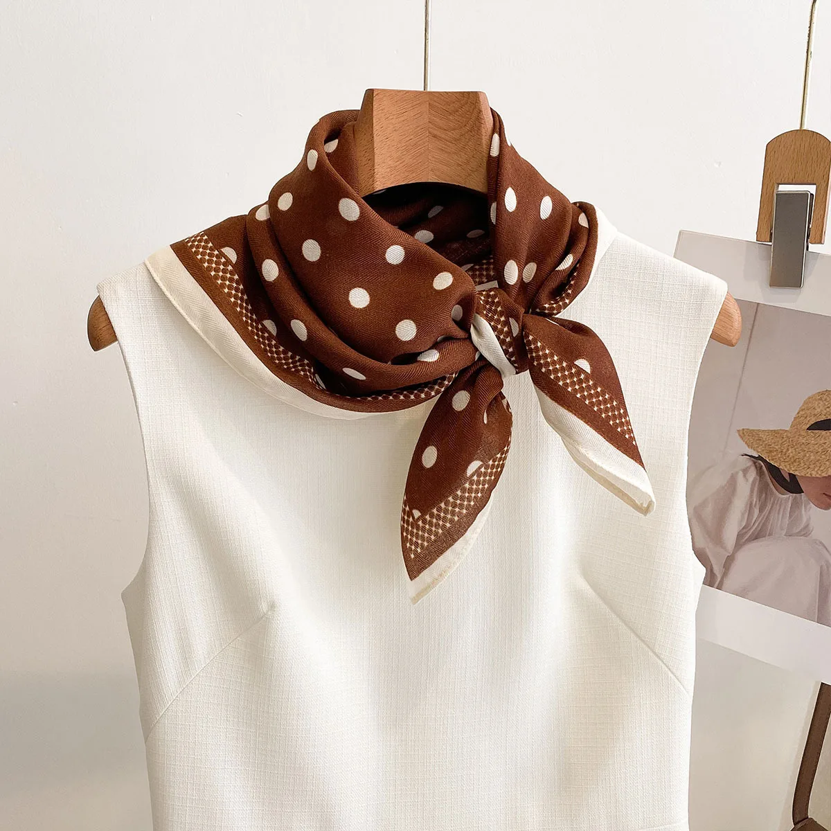 Luxury Polka Dot Printed Squar - Scarf Silk Square ulasan dan harga
