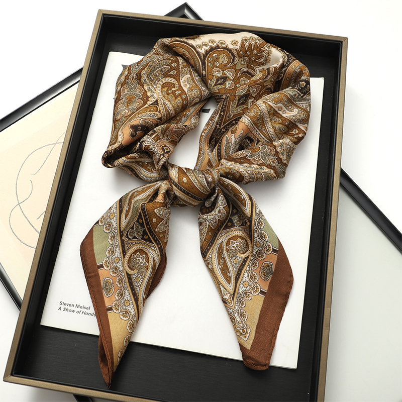 Bohemian Style Print Luxury Br - Scarf Silk Square ulasan dan harga
