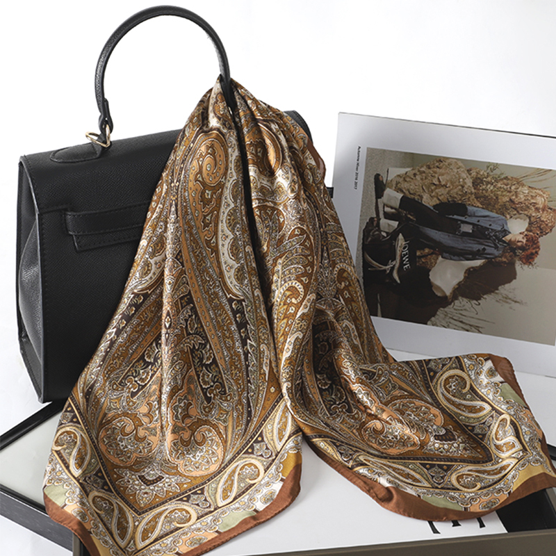 Bohemian Style Print Luxury Br - Scarf Silk Square ulasan dan harga