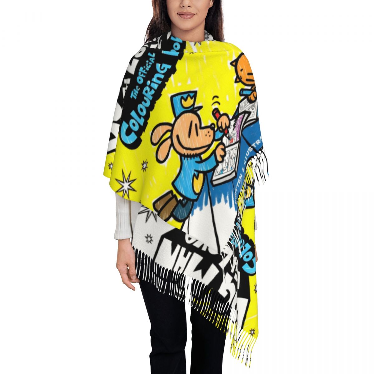 Womens Tassel Scarf Dog Man Do - Pashmina Wrap Large ulasan dan harga