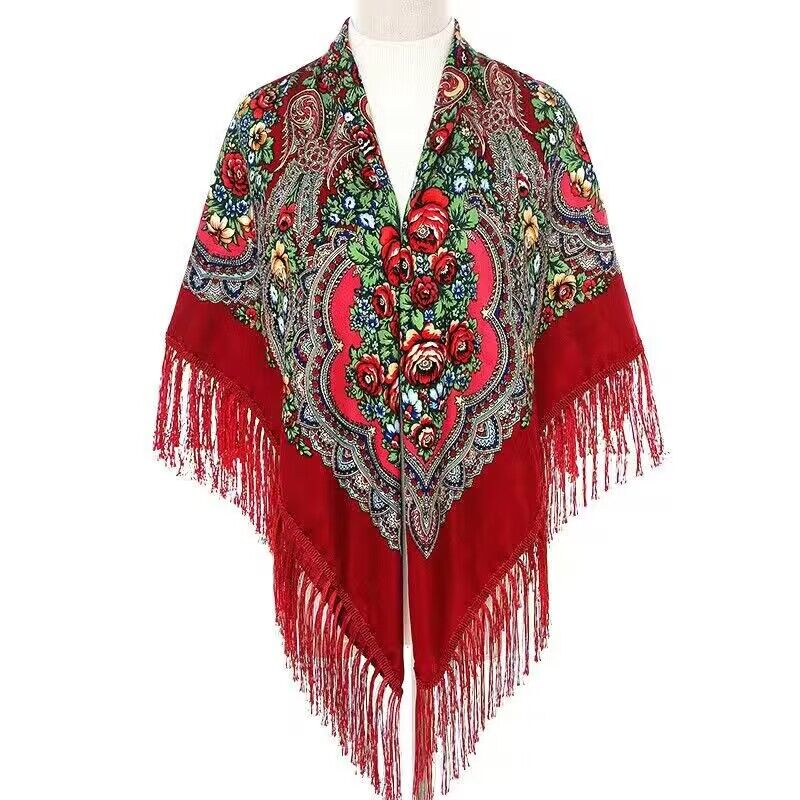 130*130cm Ethnic Printed Squar - Woven Scarf Blanket ulasan dan harga