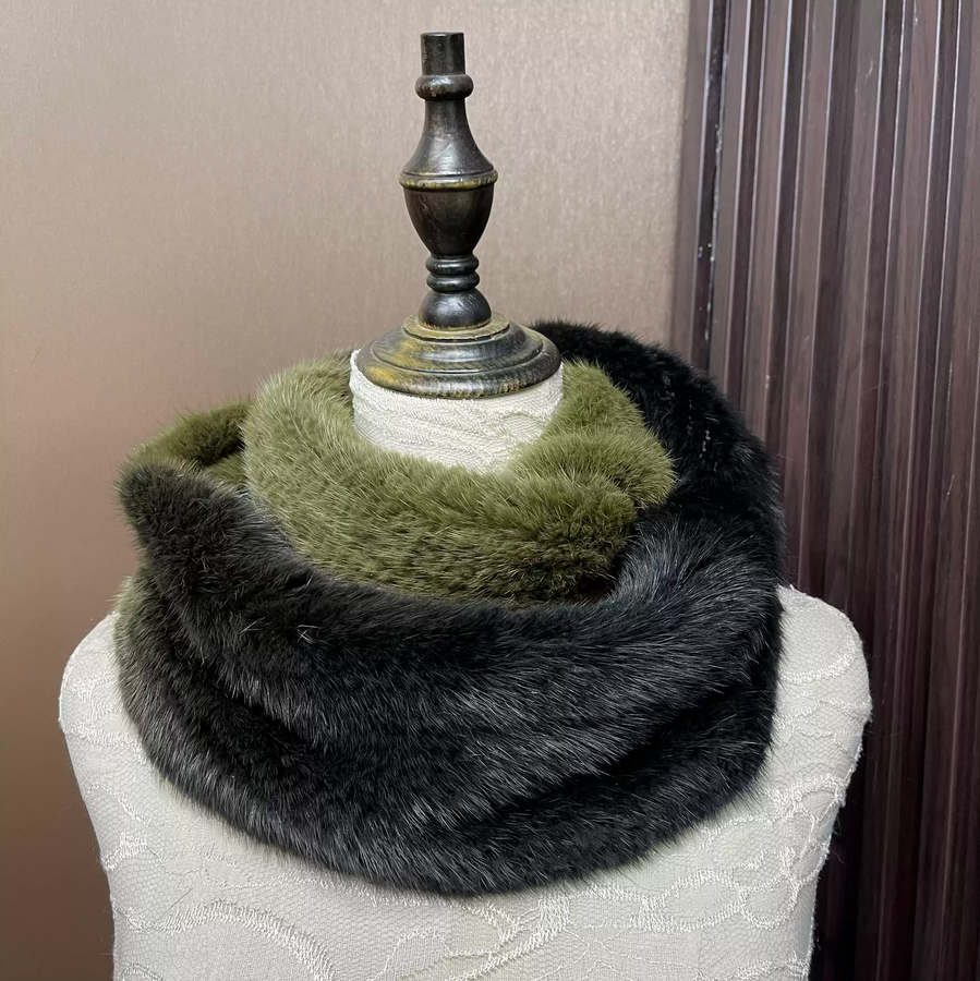 Ombre Color Genuine Mink Fur S - Infinity Scarf Knit ulasan dan harga