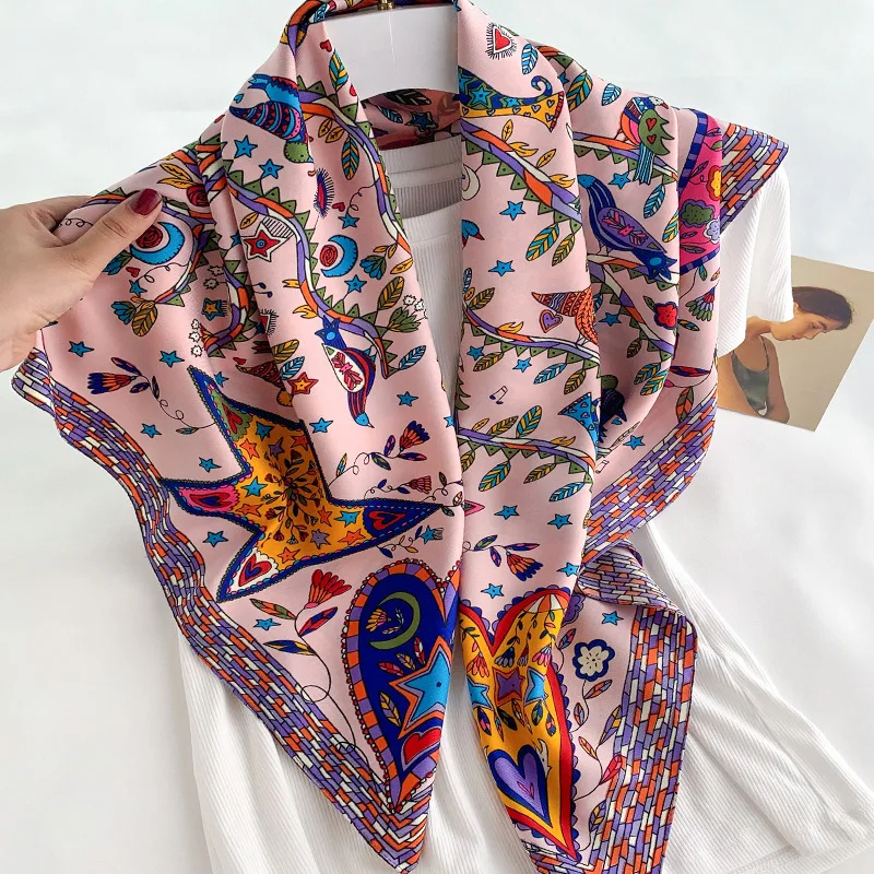 2024 90*90cm Square Scarf Twil - Bandana Cotton ulasan dan harga