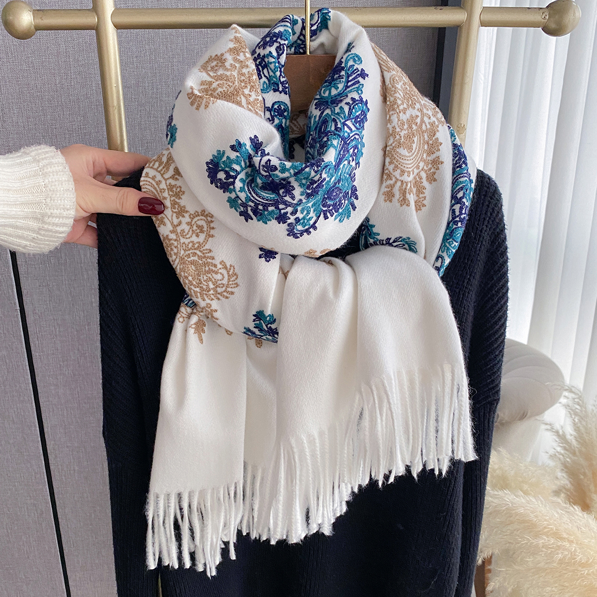 Women Fashion Winter Warm Cash - Woven Scarf Blanket ulasan dan harga