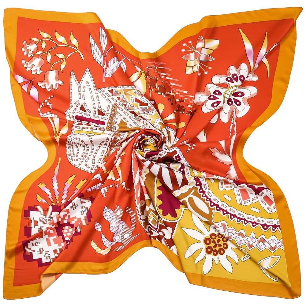130cm Brand Women Scarves Desi - Scarf Silk Square ulasan dan harga