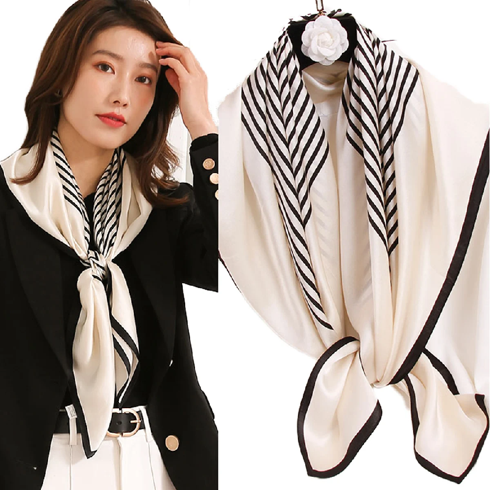 Vintage 100% Silk Scarf Women  - Silk Tie Striped ulasan dan harga