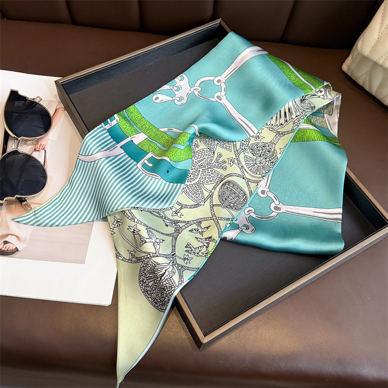 Women's Double-sided Print Sil - Ascot Neck Scarf ulasan dan harga