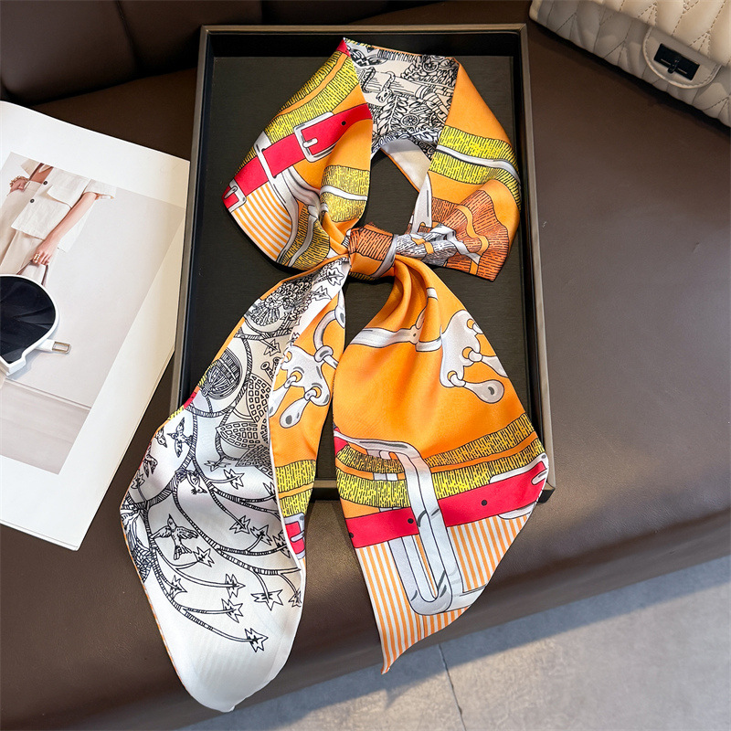 Women's Double-sided Print Sil - Ascot Neck Scarf ulasan dan harga