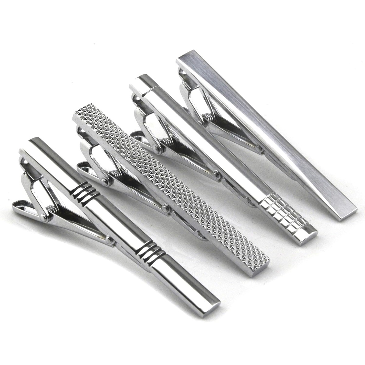 Set of 4 Silver Metal Necktie  - Tie Clip Silver ulasan dan harga