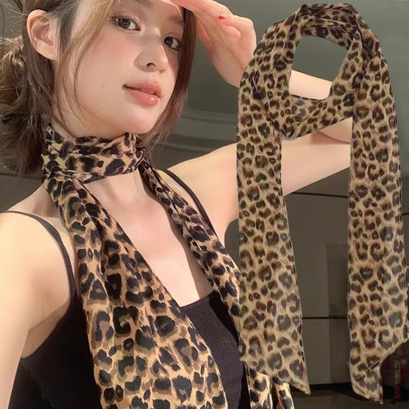 Leopard Print Scarf Retro Polk - Silk Tie Striped ulasan dan harga