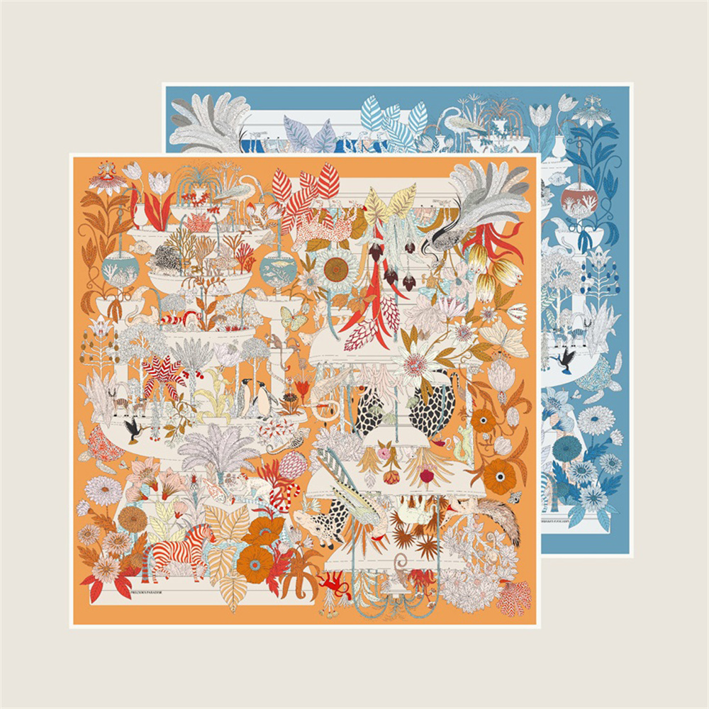 POBING Hand Rolled Twill Silk  - Scarf Silk Square ulasan dan harga
