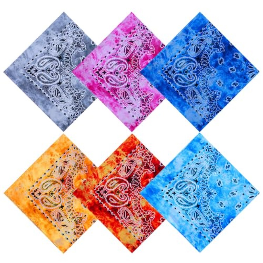 URATOT 6 Pack Tie Dye Bandana  - Handkerchief Cotton Men ulasan dan harga