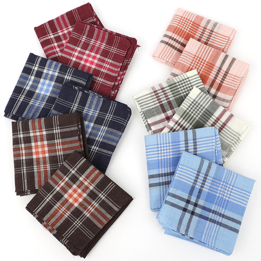 6pcs Men's Mixed Color Plaid S - Handkerchief Cotton Men ulasan dan harga