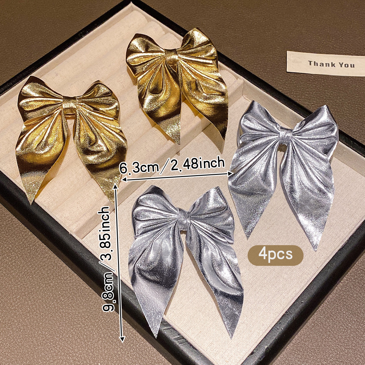 4 fashionable bow hair clips i - Tie Clip Silver ulasan dan harga