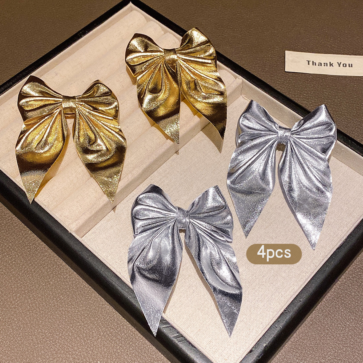 4 fashionable bow hair clips i - Tie Clip Silver ulasan dan harga