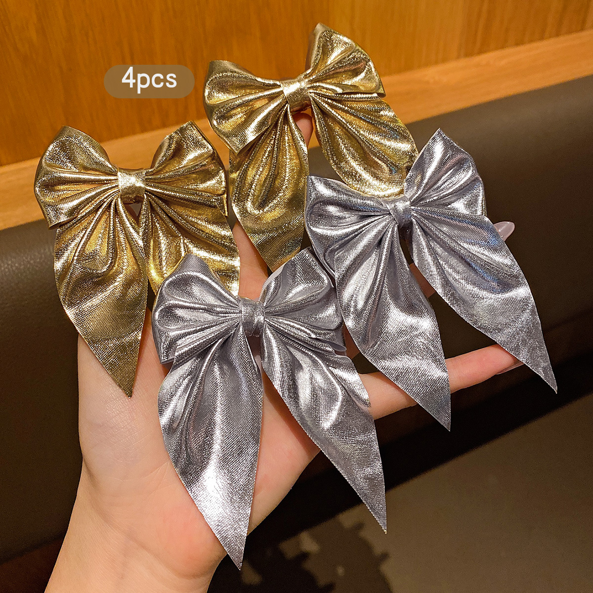 4 fashionable bow hair clips i - Tie Clip Silver ulasan dan harga