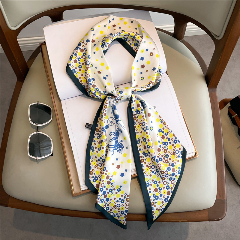 Fashion Print Long Silk Scarf  - Ascot Neck Scarf ulasan dan harga
