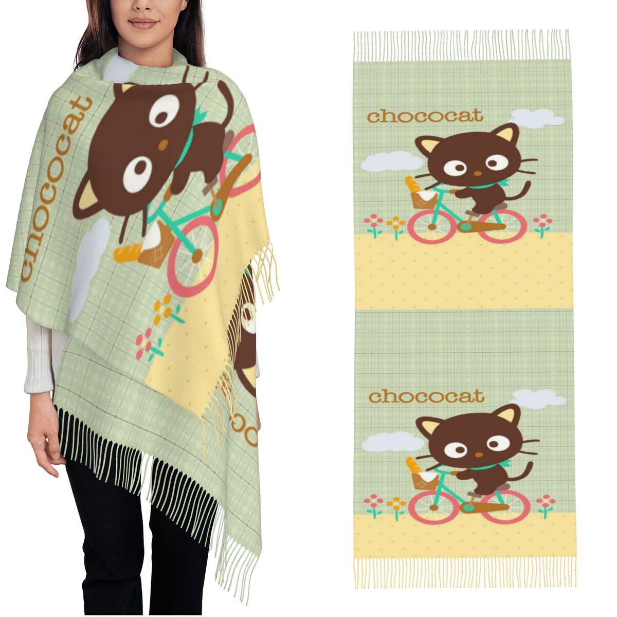 Chococats Kawaii Scarfs for Wo - Pashmina Wrap Large ulasan dan harga
