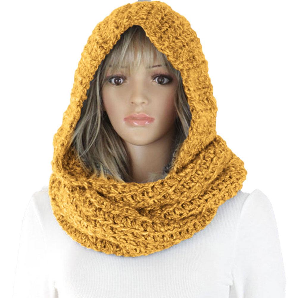 Knitted Hooded Scarf Winter Wo - Infinity Scarf Knit ulasan dan harga