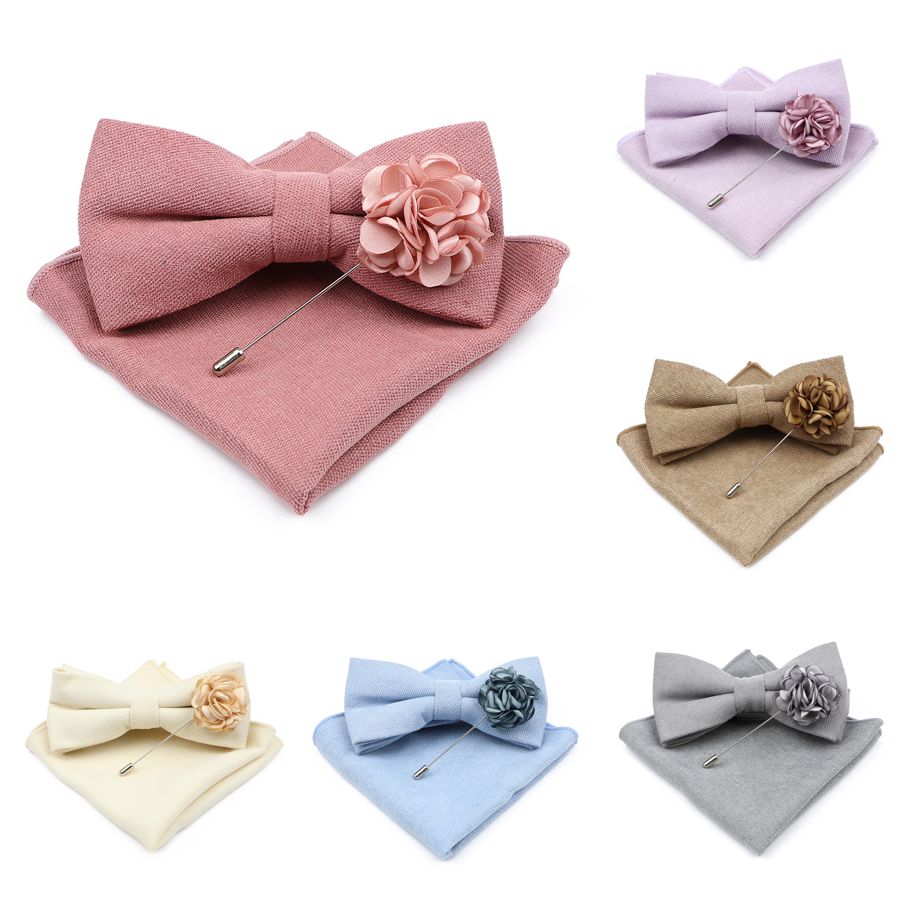 Mens Solid Color Cotton Bowtie - Handkerchief Cotton Men ulasan dan harga