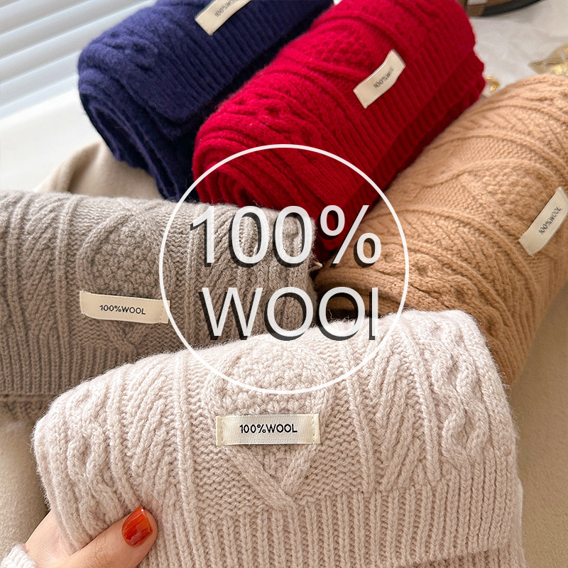 Luxury 100% Wool Scarf Women M - Muffler Men Wool ulasan dan harga