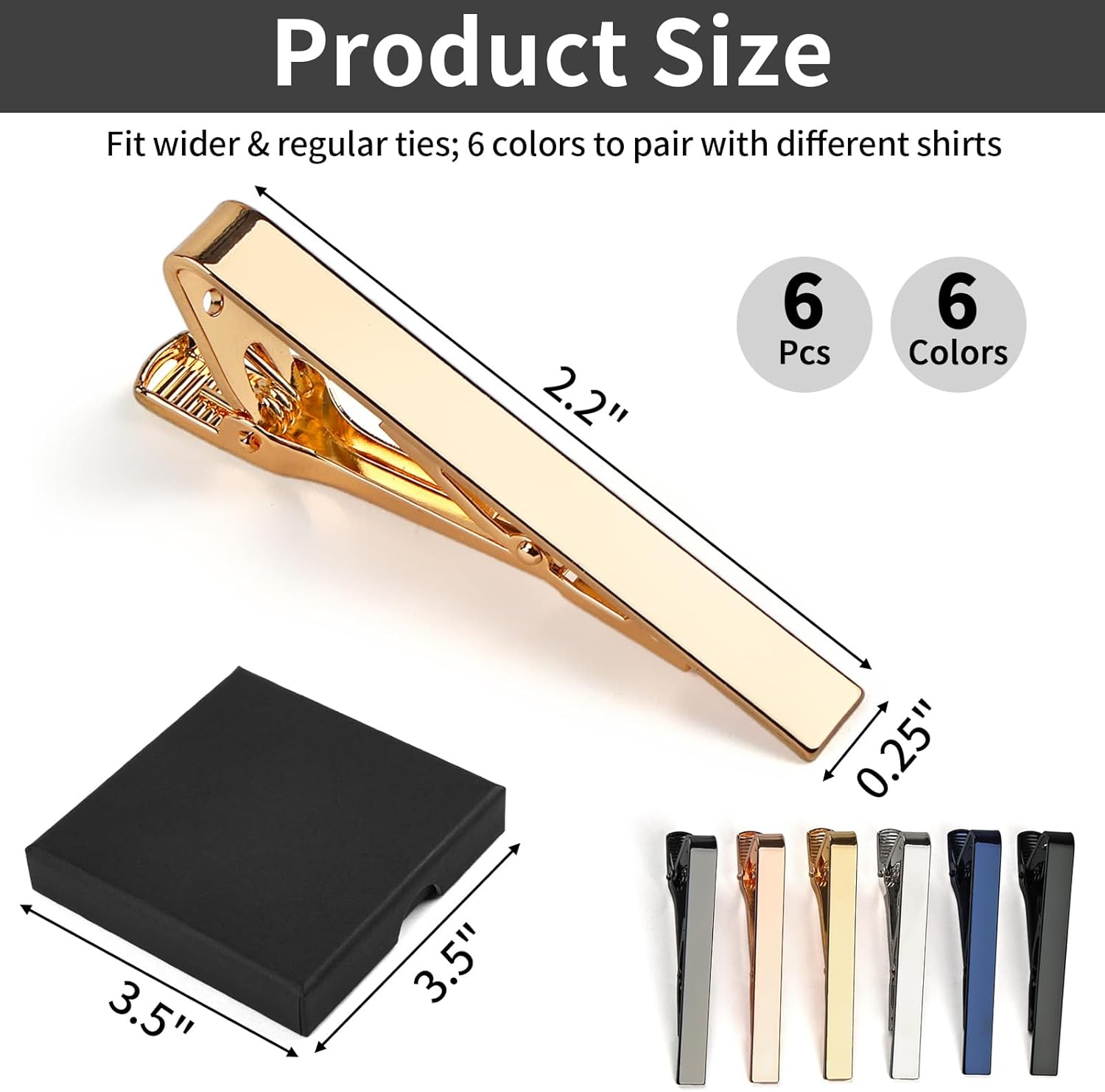 6 Tie Clips for Men, Classic S - Tie Bar Set Gift ulasan dan harga