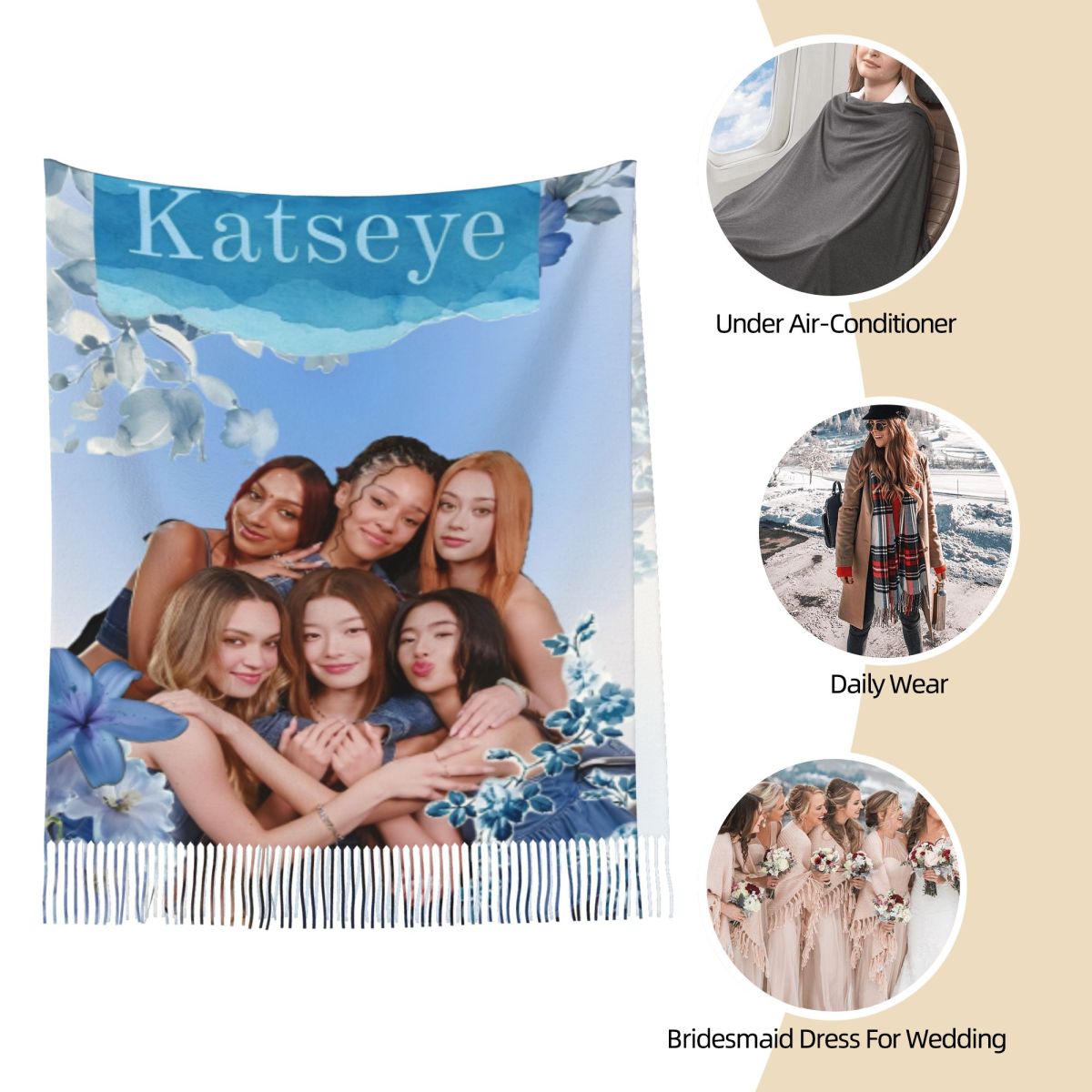 Katseye Kpop Scarf for Women W - Pashmina Wrap Large ulasan dan harga