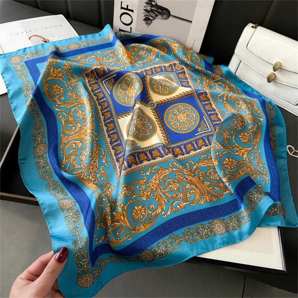 Women 70x70cm Printed Silk Pas - Scarf Silk Square ulasan dan harga