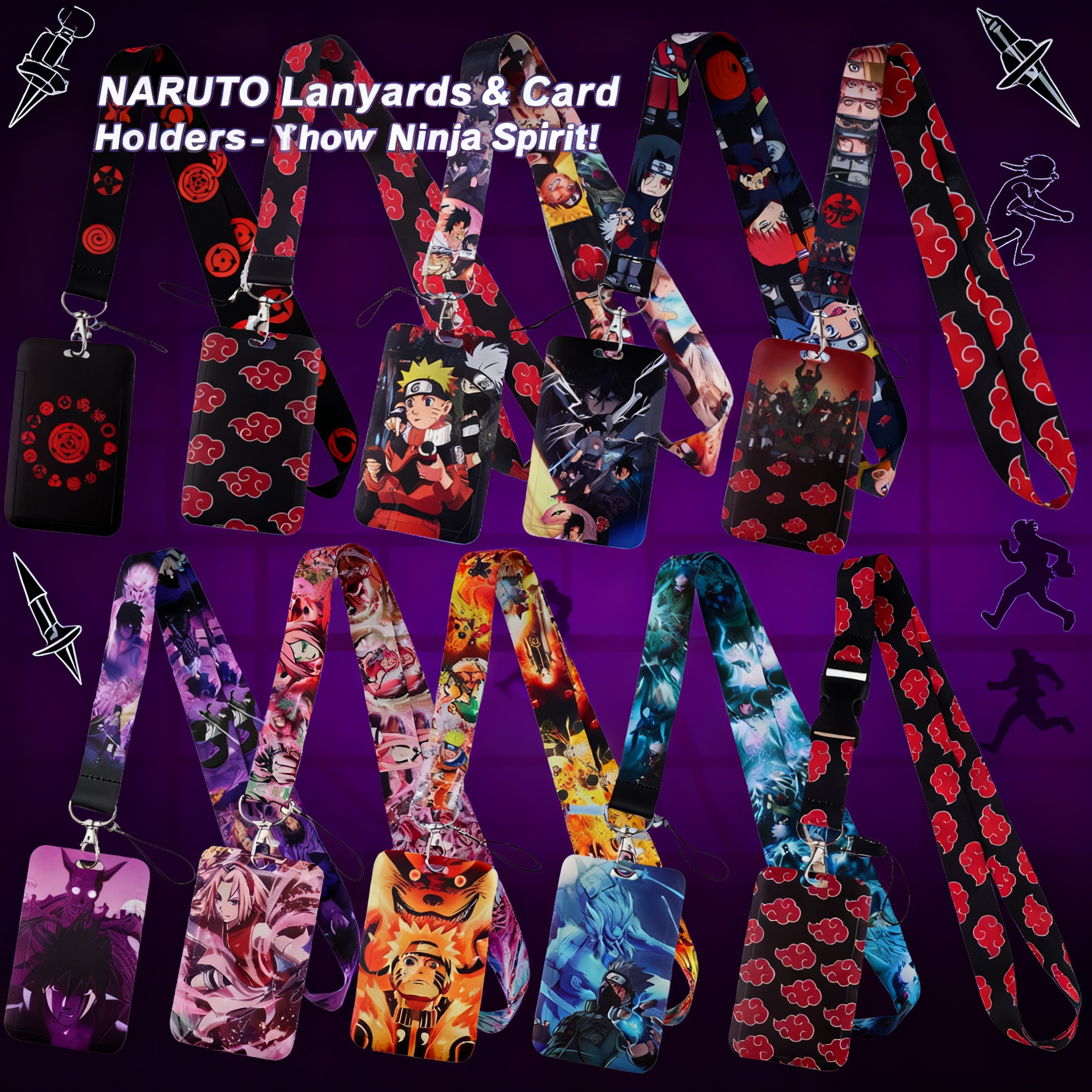 Japanese Anime Red Clouds Busi - Lanyard Badge Holder ulasan dan harga