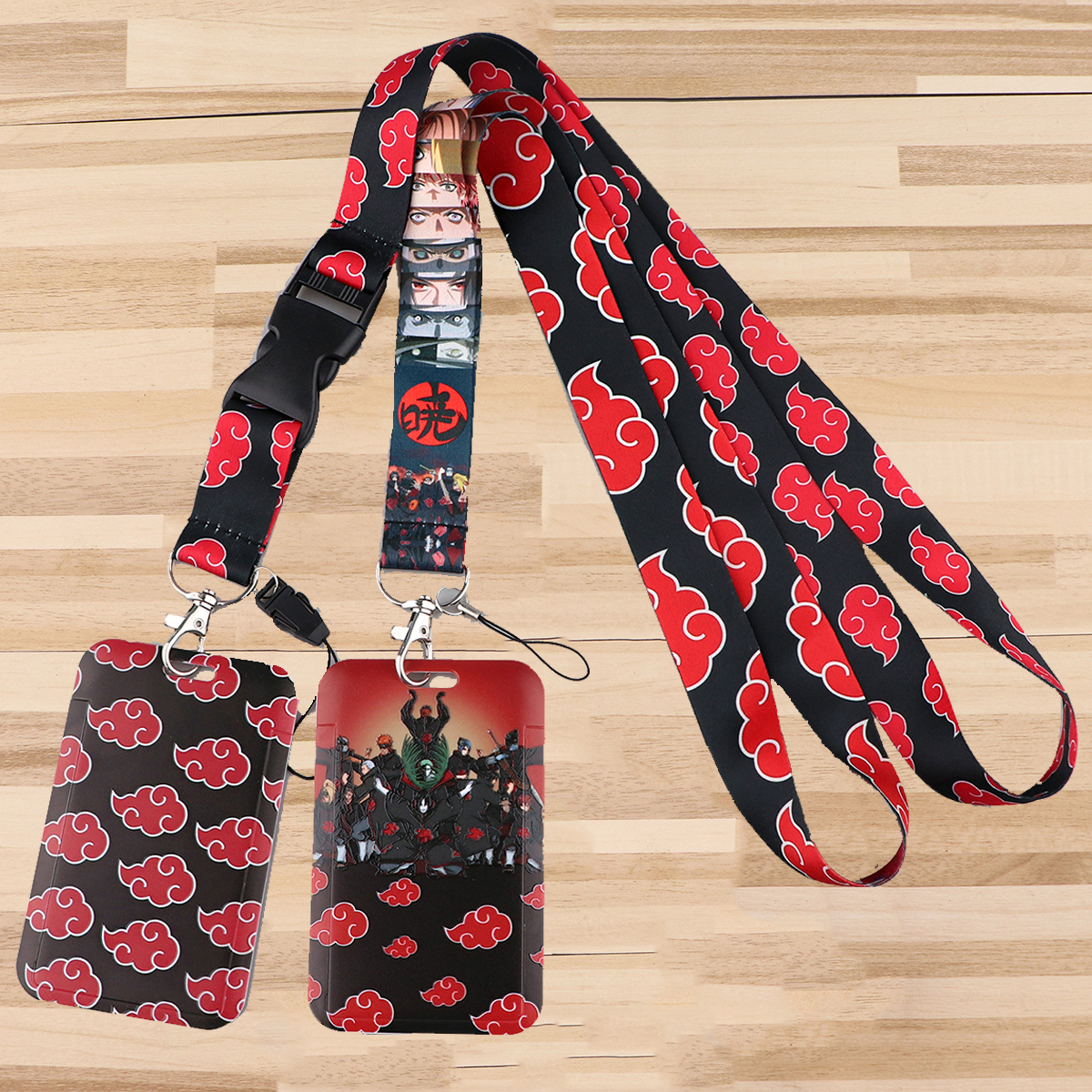 Japanese Anime Red Clouds Busi - Lanyard Badge Holder ulasan dan harga