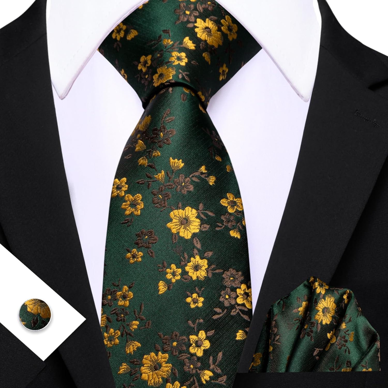 Men's Floral Paisley Silk Tie  - Pocket Square Set ulasan dan harga